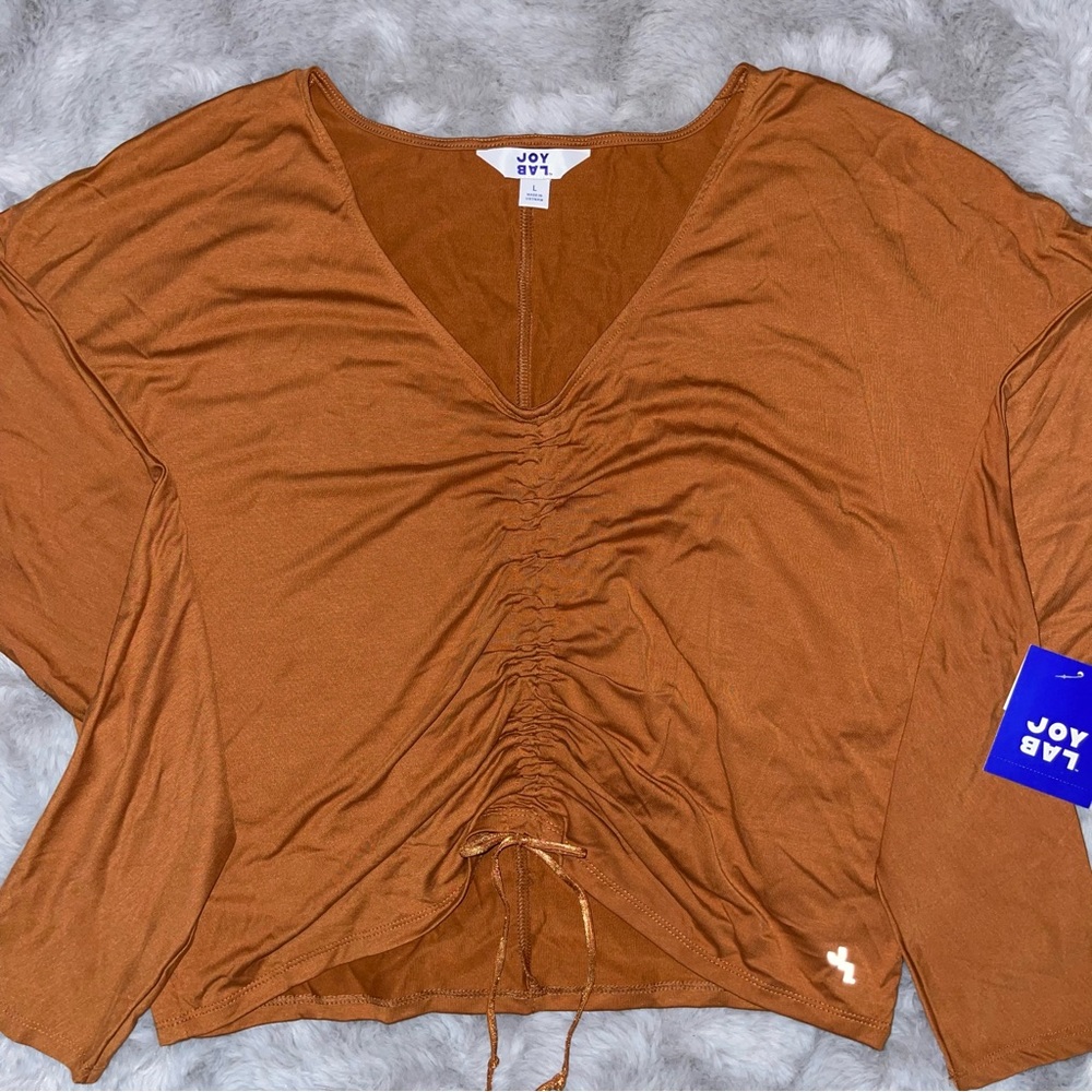 JoyLab NWT Women’s Long Sleeve V-Neck Shirt Large Orange